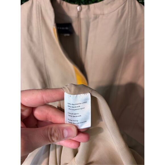 AKRIS Tan And Gold Dress Sz 8 Silk - Picture 3 of 5